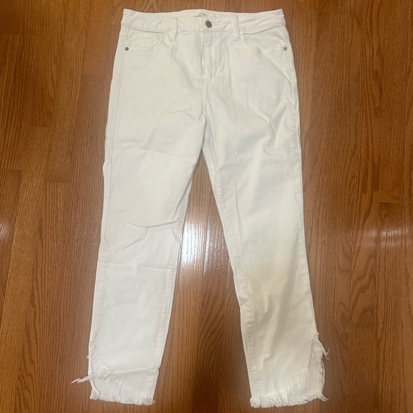 Hidden White Straight Jeans with Distressed Ankles - Picture 1 of 2